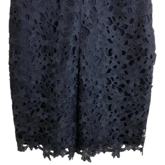 Banana Republic Navy Blue Crochet Lace Floral Dolman Sleeve Dress - Picture 6 of 8